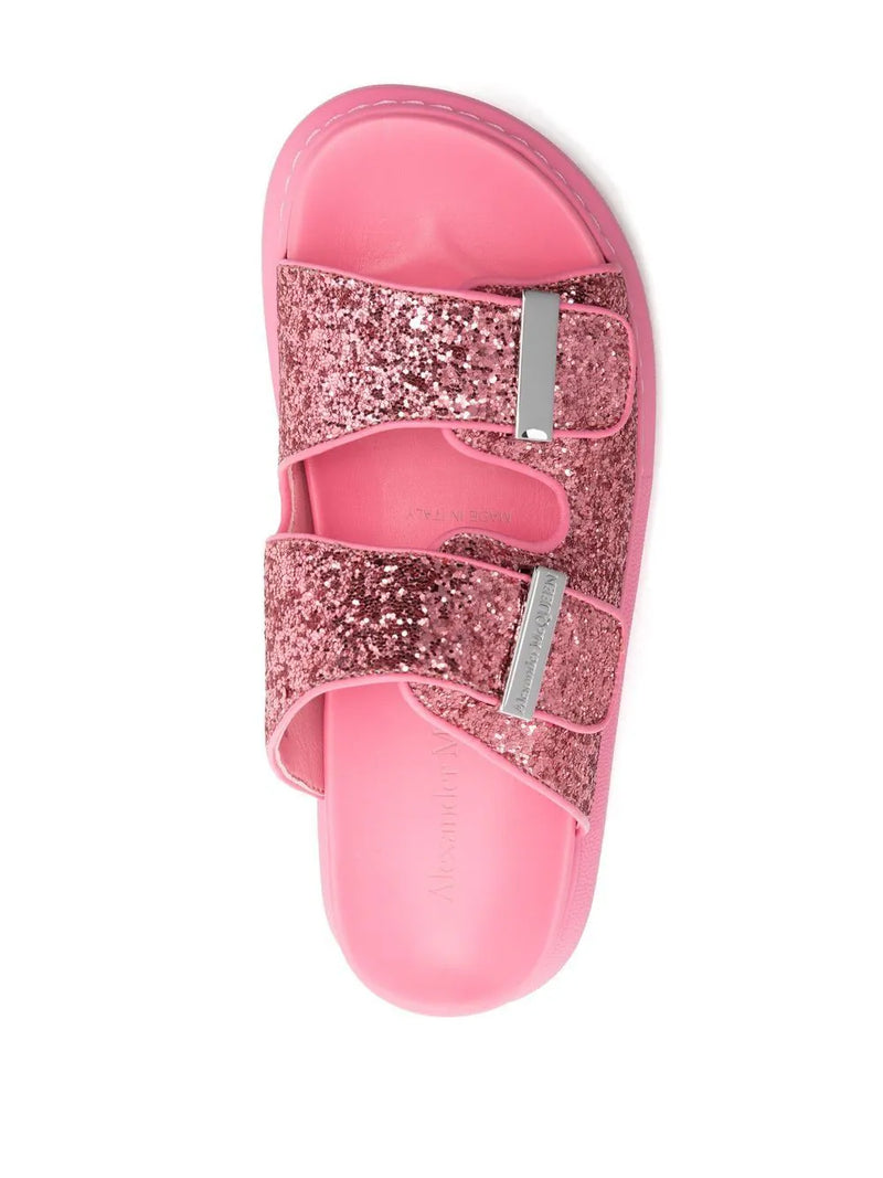 Chunky-Soled Glitter Sandals