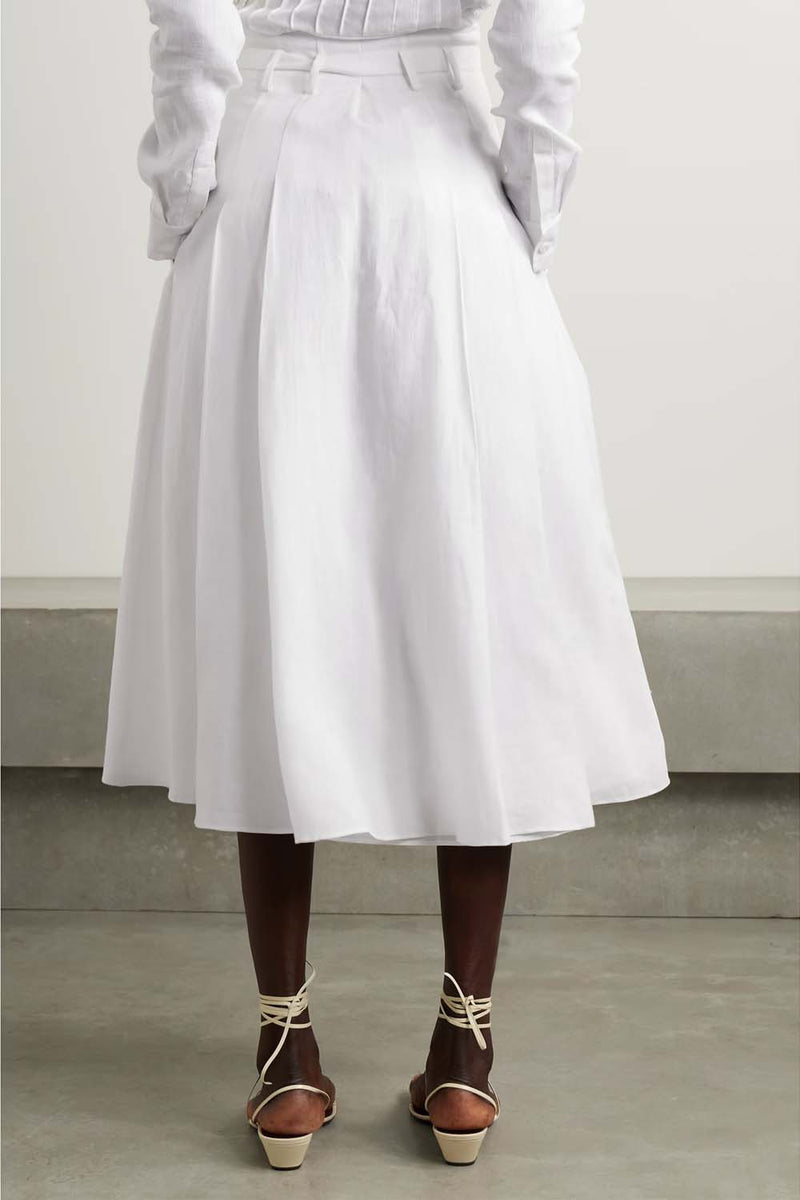 Dugald Pleated Linen Skirt