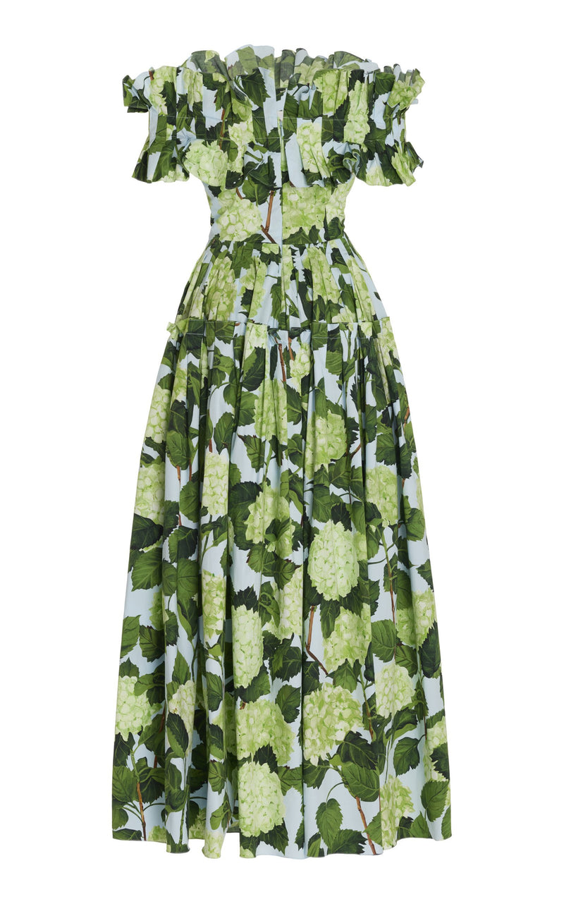 Off-The-Shoulder Hydrangea Maxi Dress