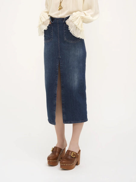 スカート Chloe SS25 DENIM MIDI SKIRT (CH25SDS02158 476) a24_chloe_a24-chloe-