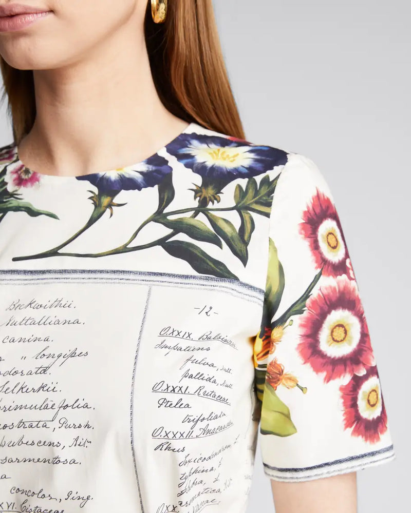 Floral Calligraphy Print Poplin Midi Dress
