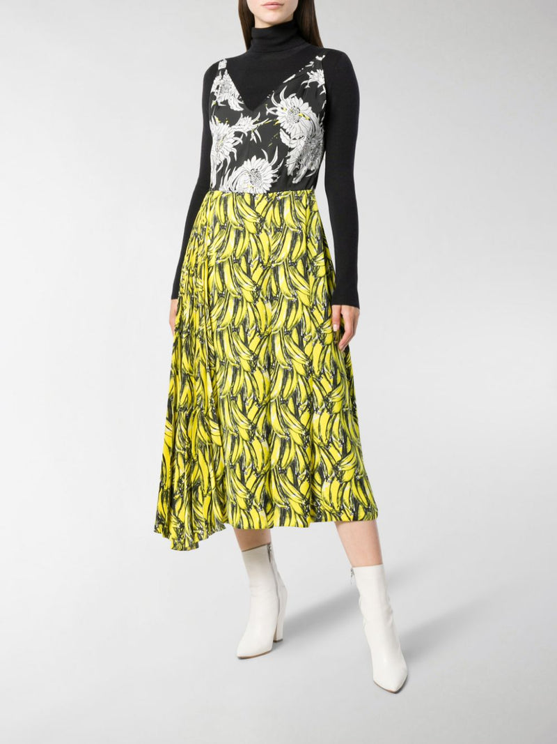 Banana Print Midi Dress