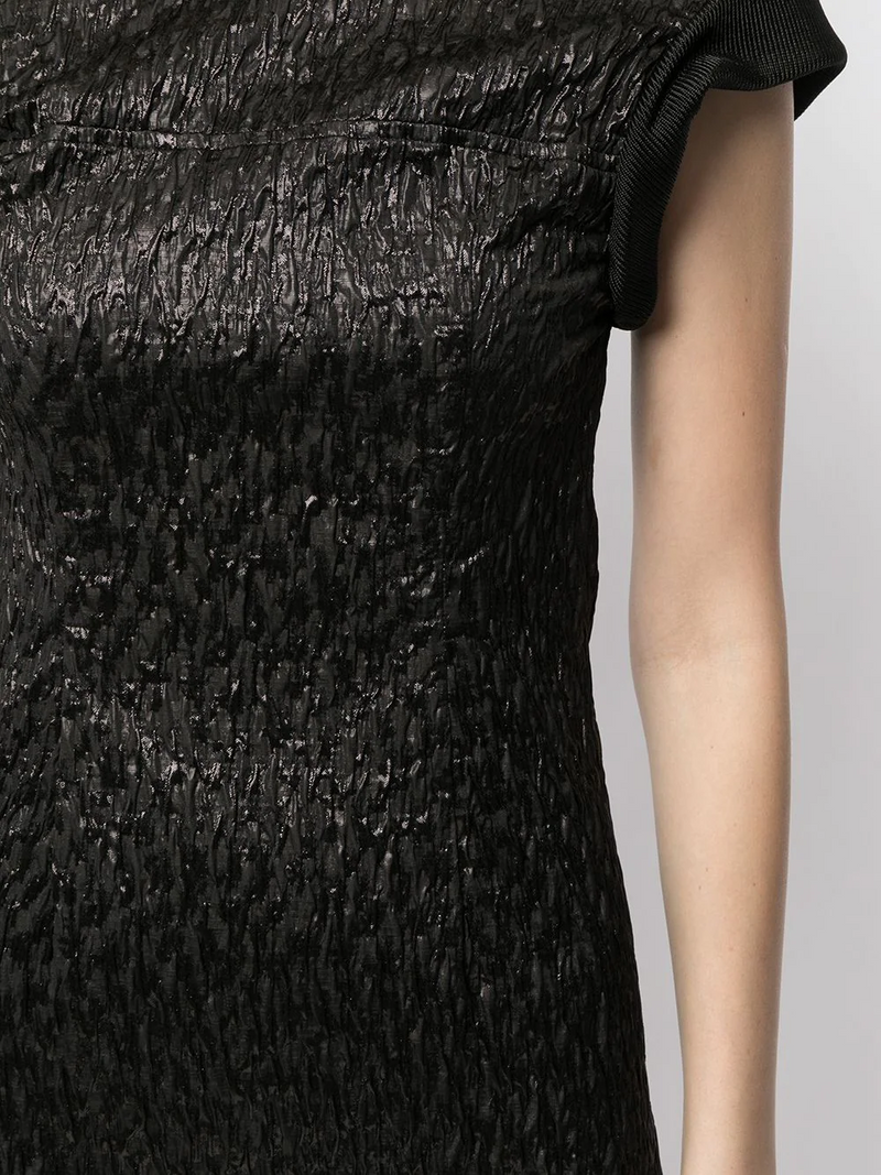 Crinkle Textured Metallic Dress