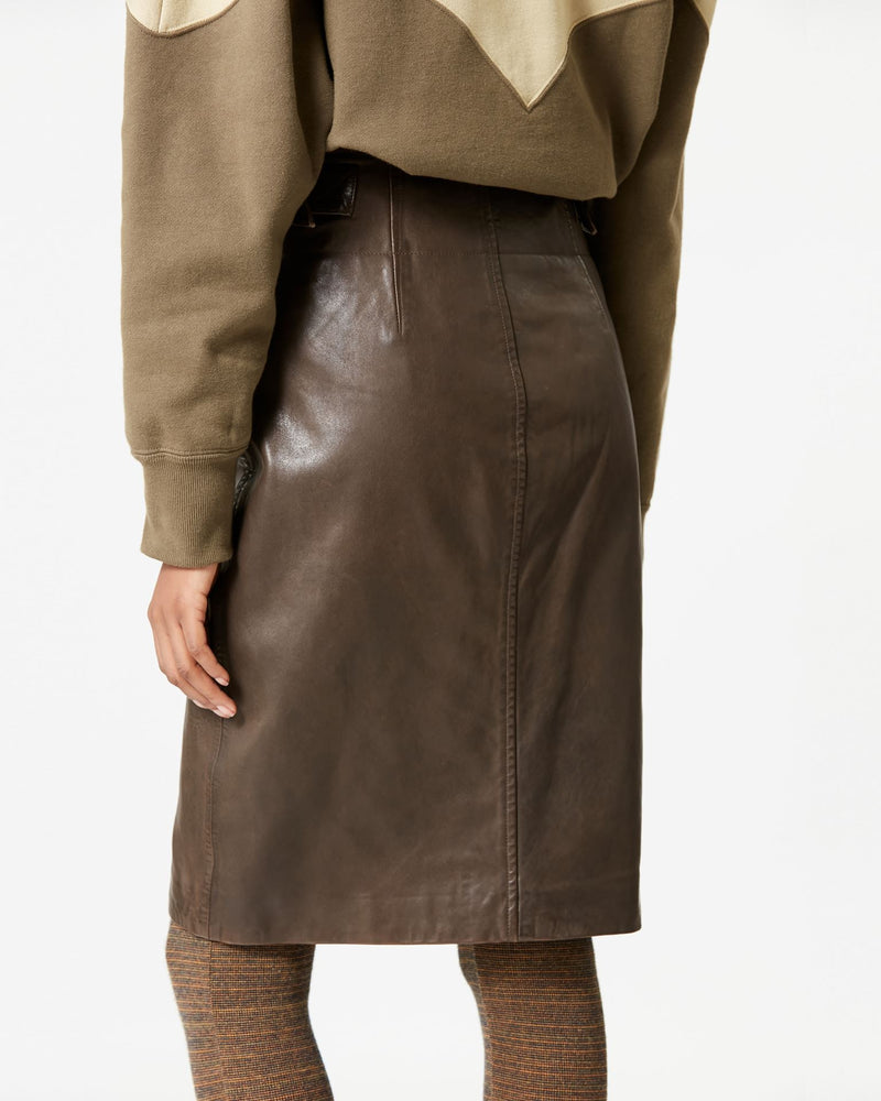 Bertille Leather Midi Skirt