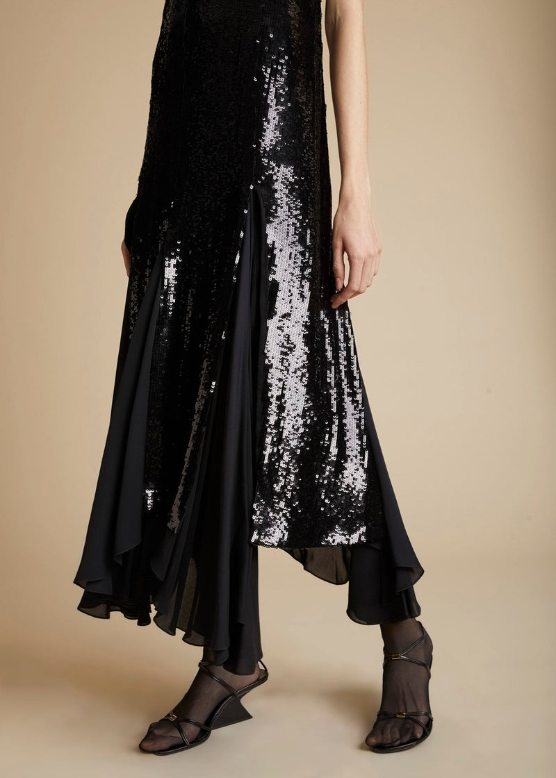 Clover Paneled Sequin Chiffon Dress