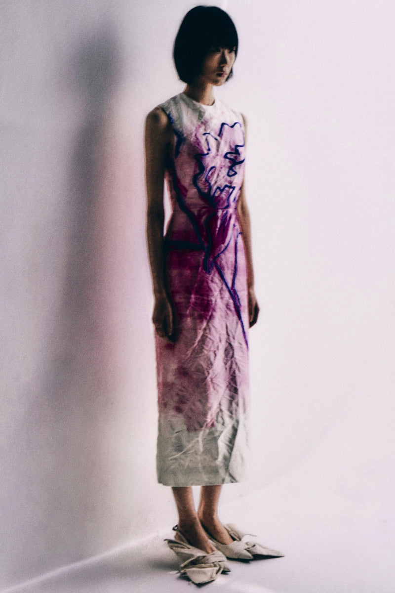 Crinkle Satin Sheath Dress