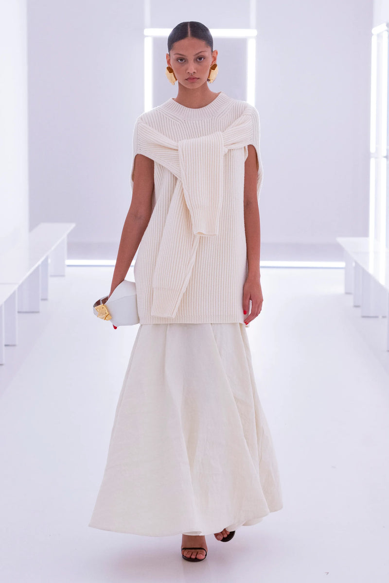 The Ember Crinkled Linen-Blend Midi Skirt