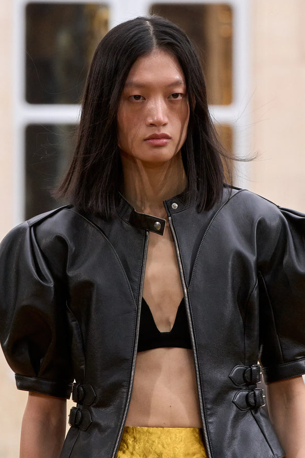 Eleos Short Sleeve Leather Jacket