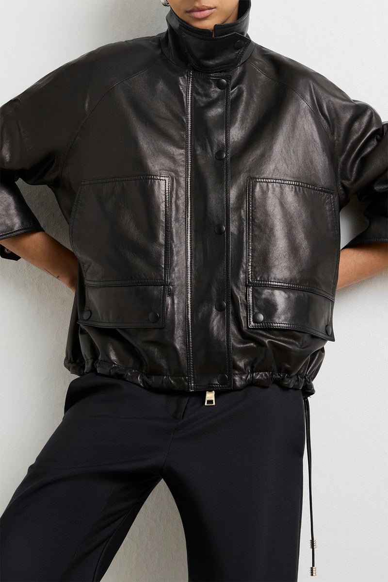 The Harper Leather Balloon Jacket