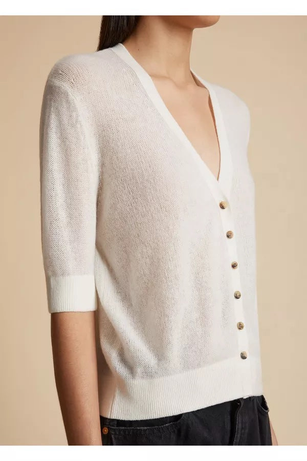 Dianna Short-Sleeve Cashmere Cardigan