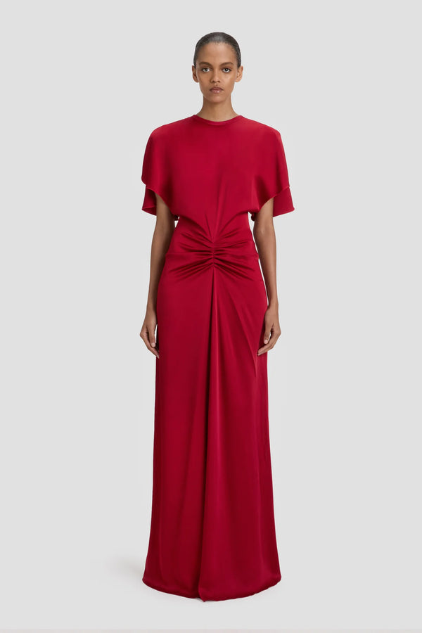 Gathered Waist Floor-Length Gown