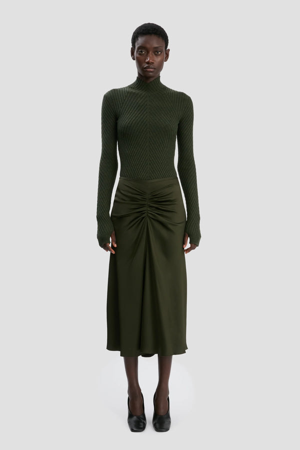 Bella Gathered Waist Midi Skirt