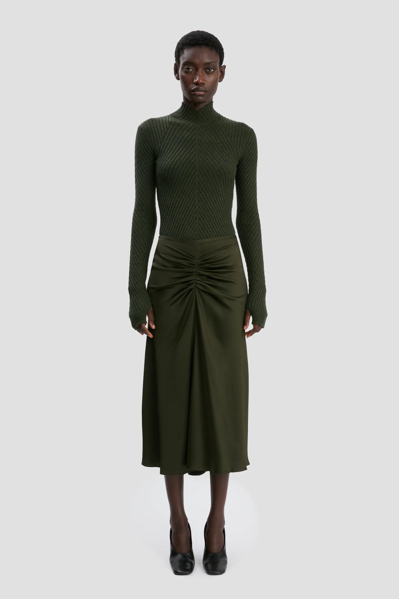 Bella Gathered Waist Midi Skirt