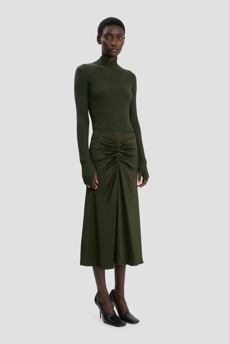 Bella Gathered Waist Midi Skirt