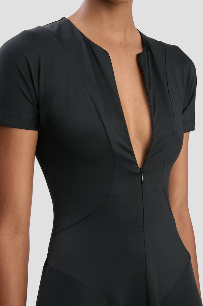 Zip Front Stretch-jersey Dress
