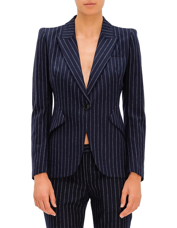 Fitted Pinstripe Blazer