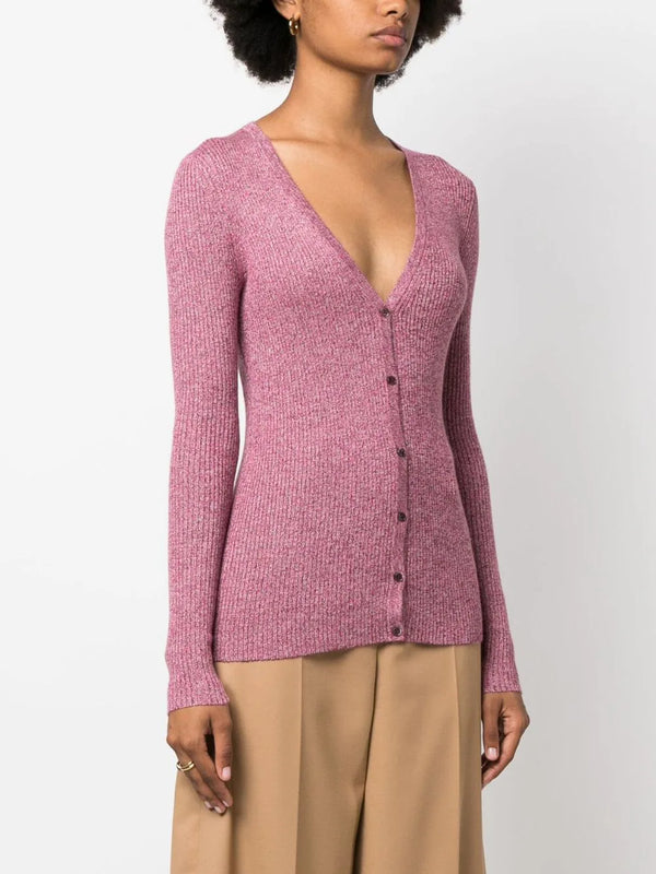 Sayra Mélange Ribbed-Knit Cardigan