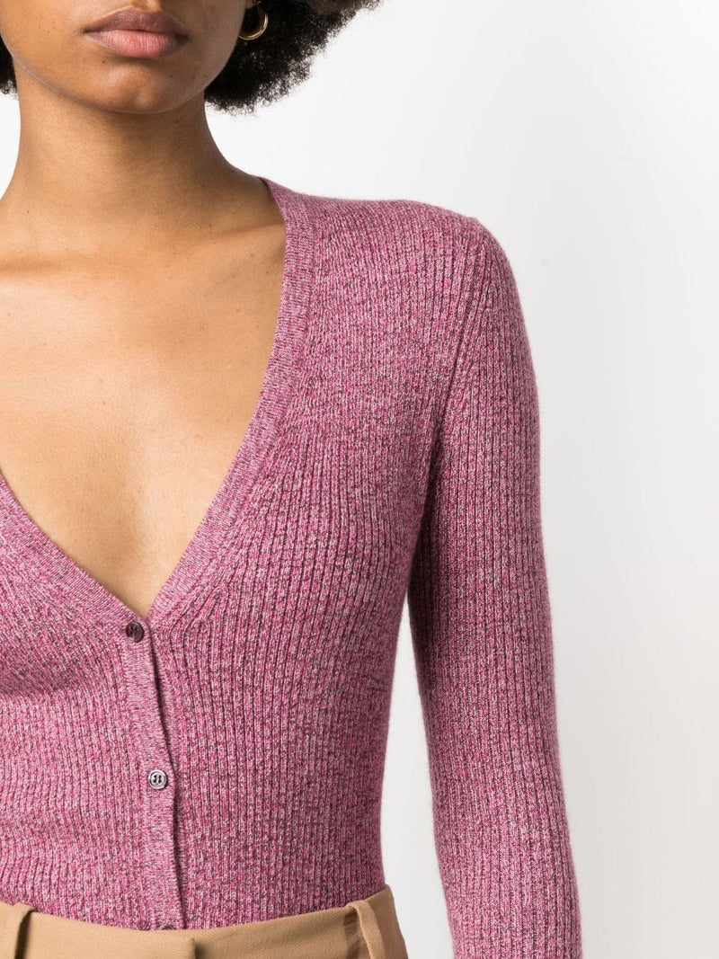 Sayra Mélange Ribbed-Knit Cardigan