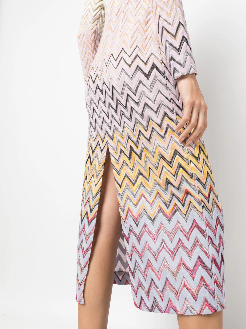 Zig-Zag Degrade Midi Dress