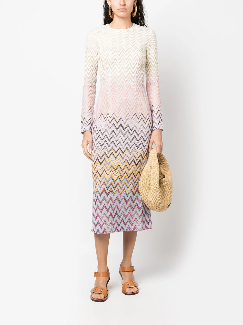 Zig-Zag Degrade Midi Dress