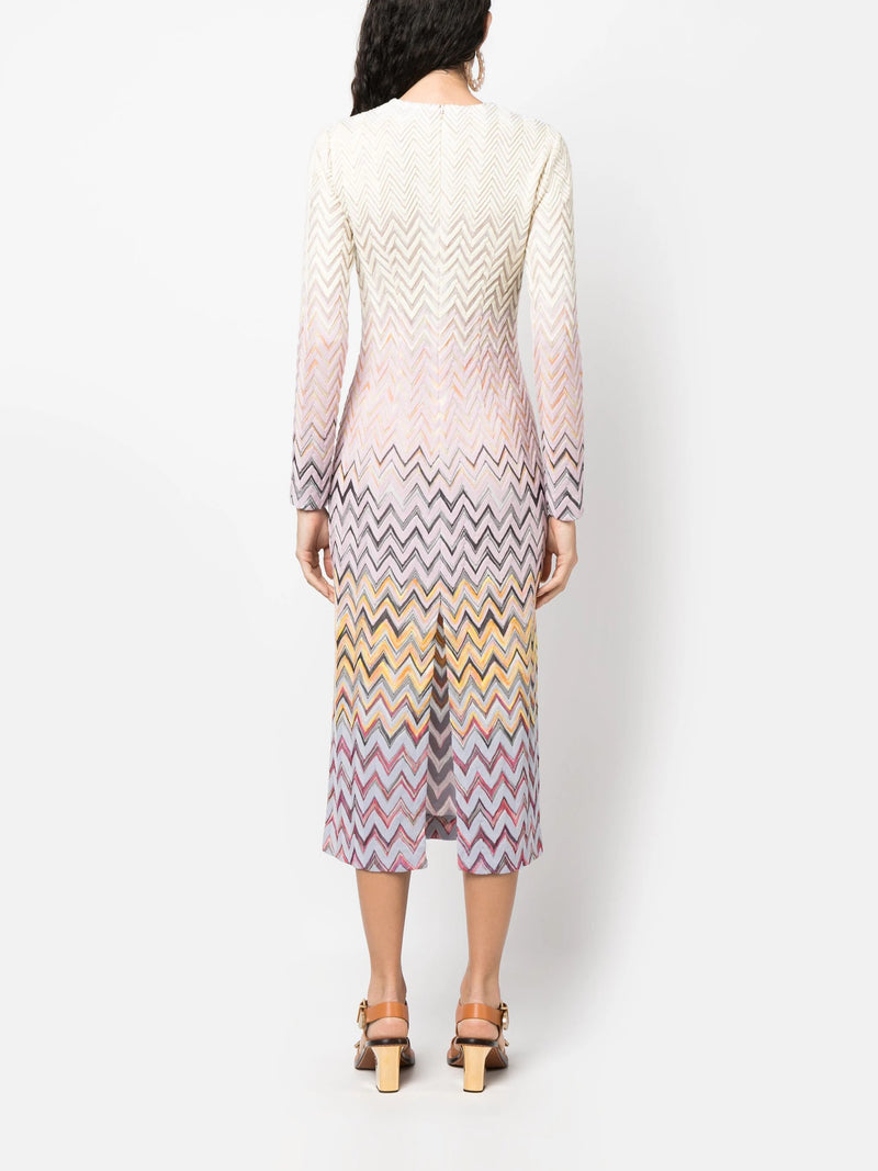 Zig-Zag Degrade Midi Dress