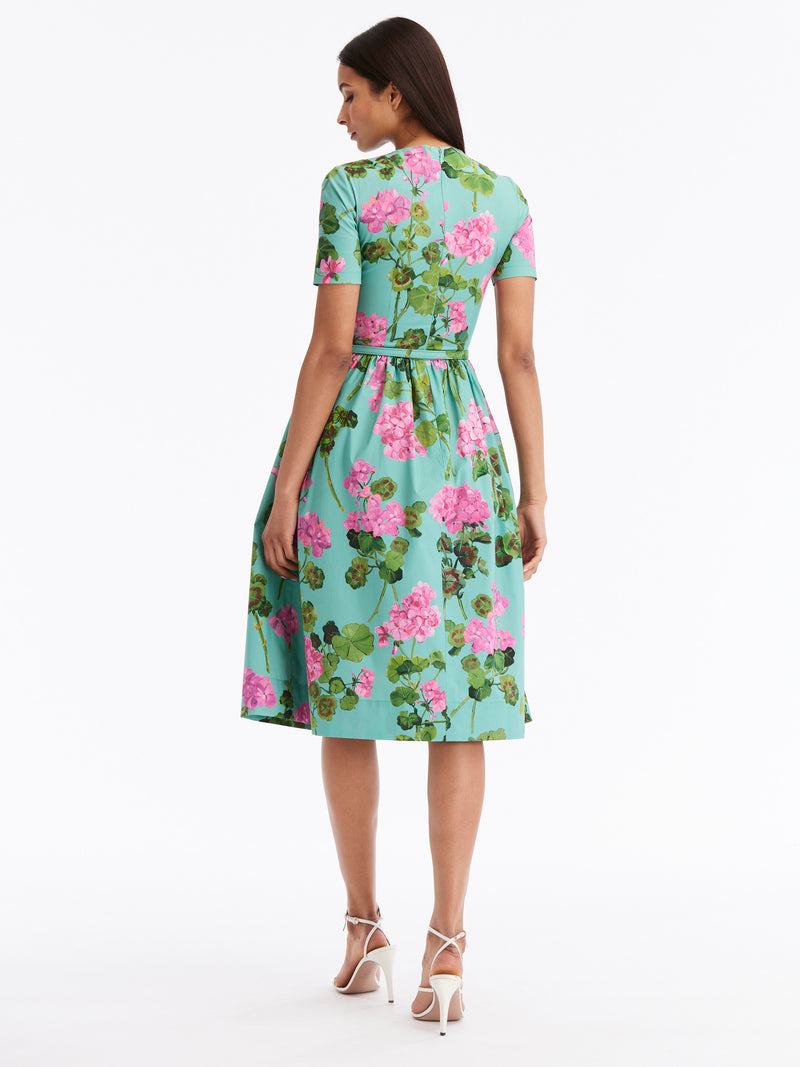 Twist Front Geranium Poplin Dress