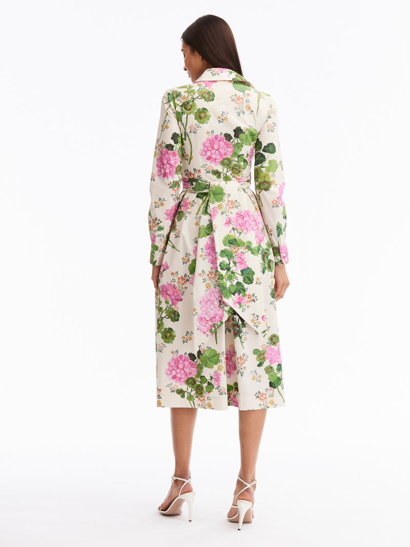 Long Sleeve Geranium Wallpaper Dress