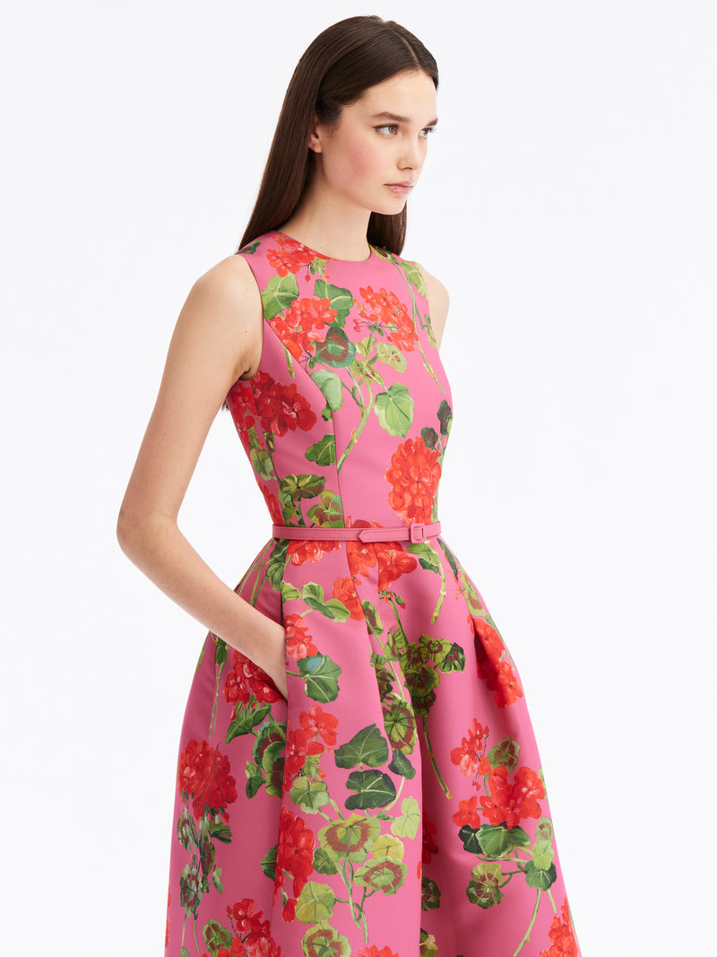Jewel Neck Geranium Faille Dress