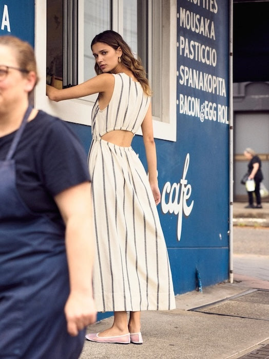Eirene Broken Stripe Ankle Dress