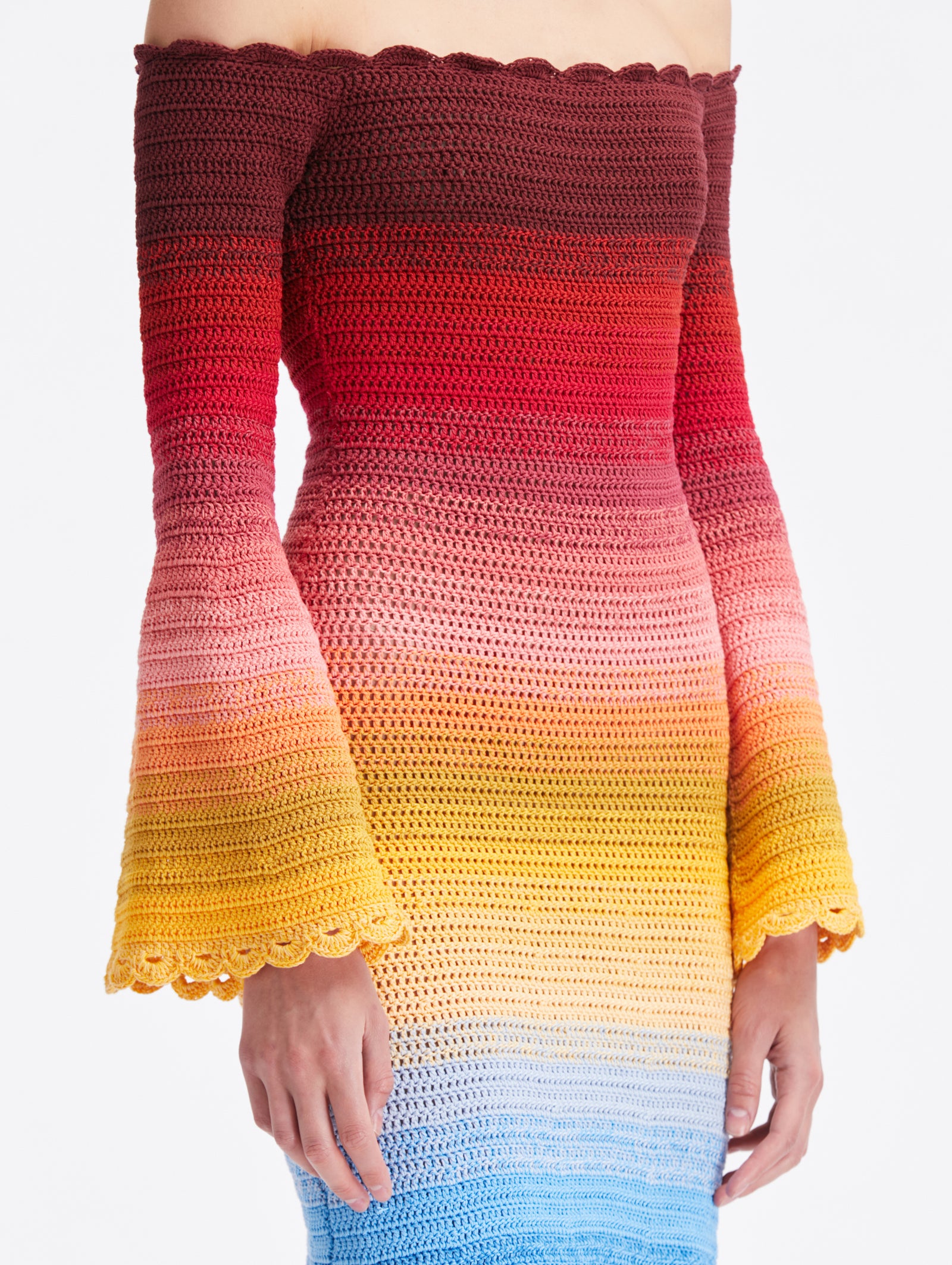 OSCAR DE LA RENTA OFF SHOULDER RAINBOW OMBRE DRESS – Belinda International