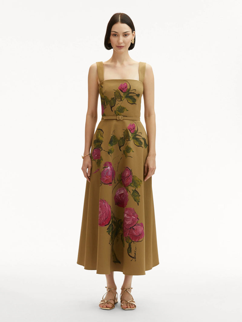 Painted Roses Cotton Twill Dress