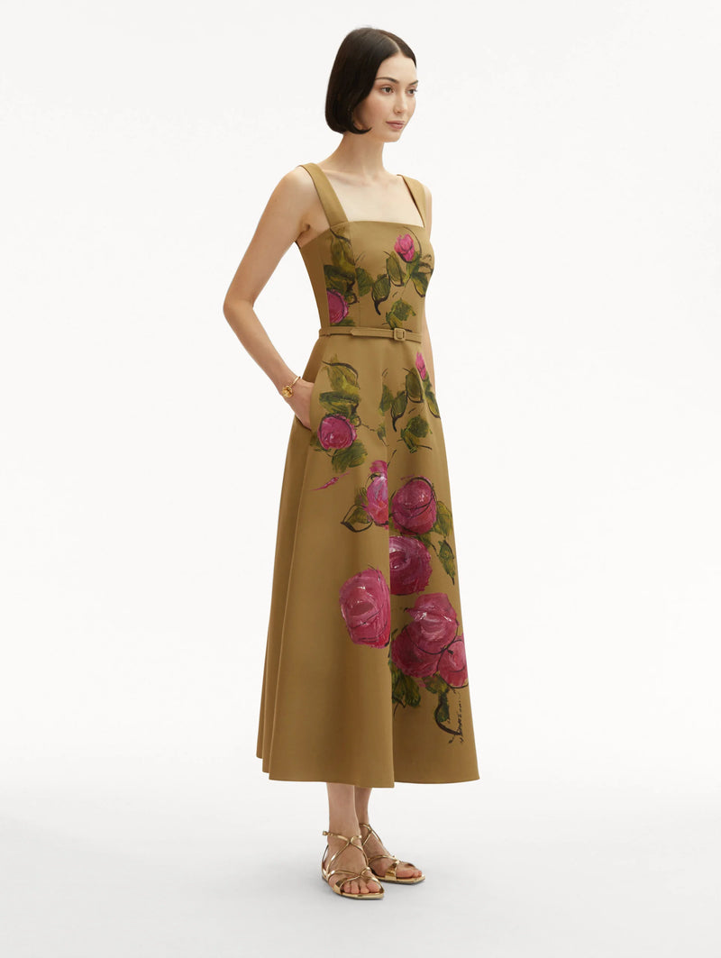 Painted Roses Cotton Twill Dress