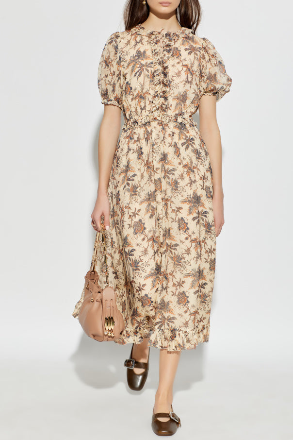 Rosamunde Puff Sleeve Silk Dress