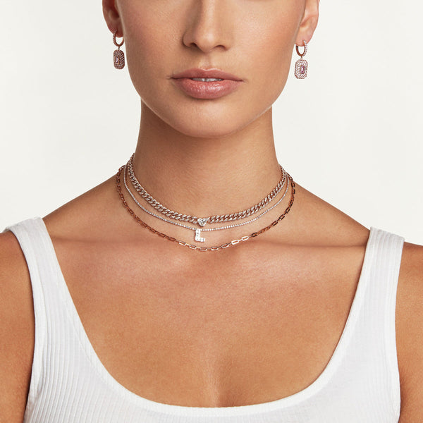 Diamond Baguette Personalised Initial Thread Necklace (Letter: L)