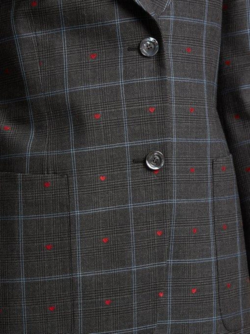 Heart Jacquard & Check Peak Lapel Jacket