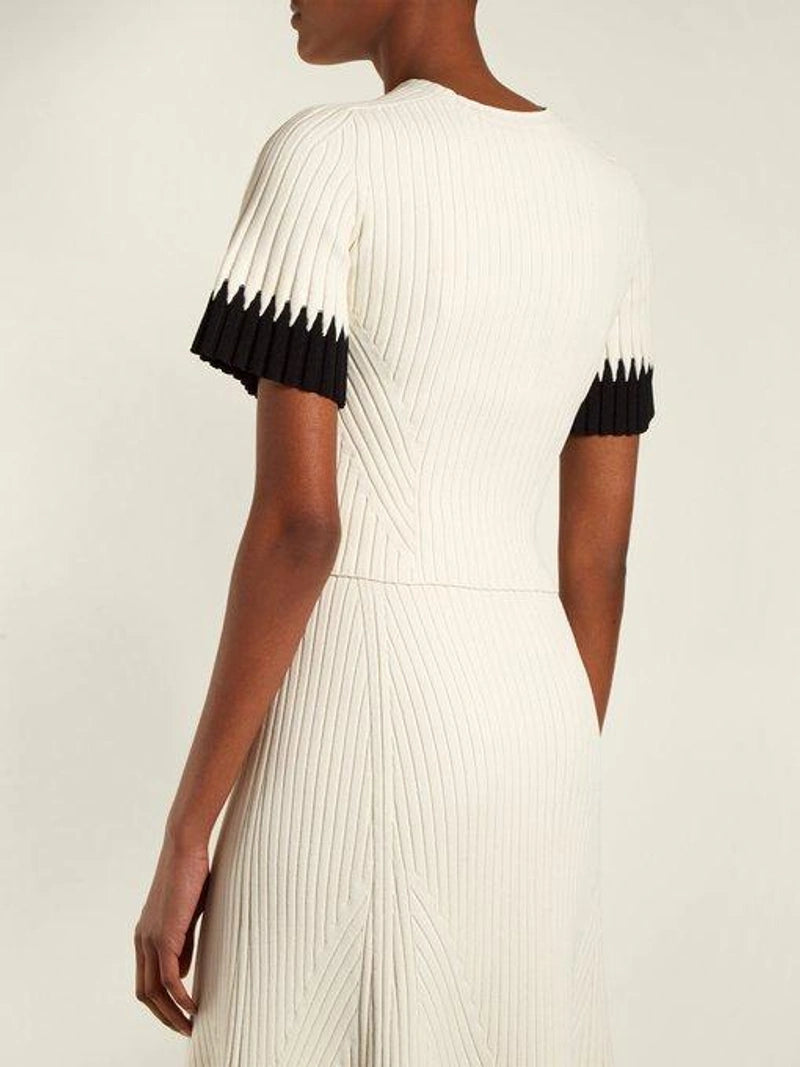 Contrast-Cuff Ribbed-Knit T-Shirt