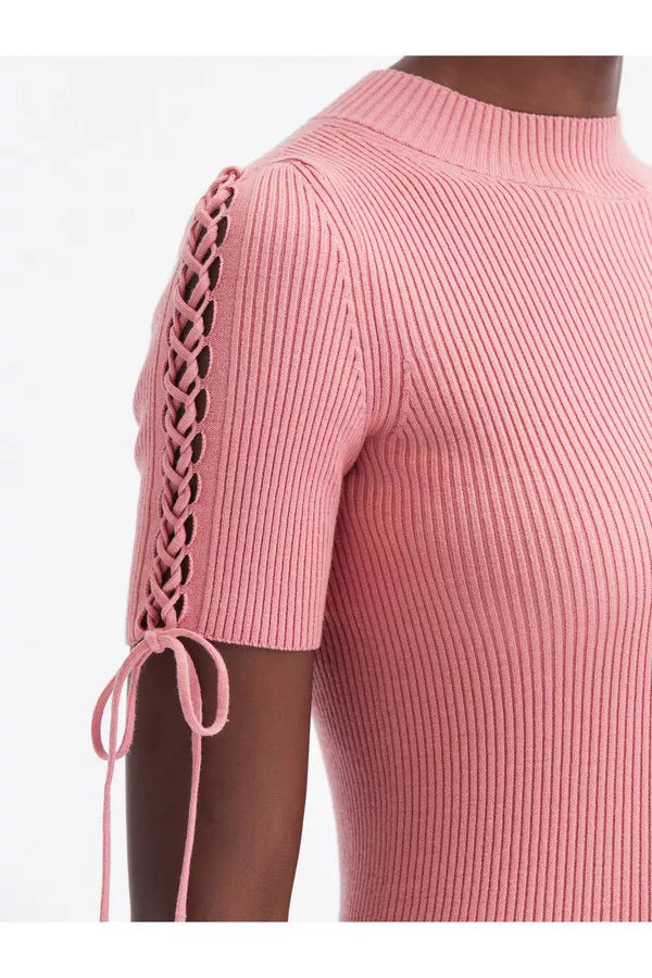 Tie Detail Ribbed Pullover