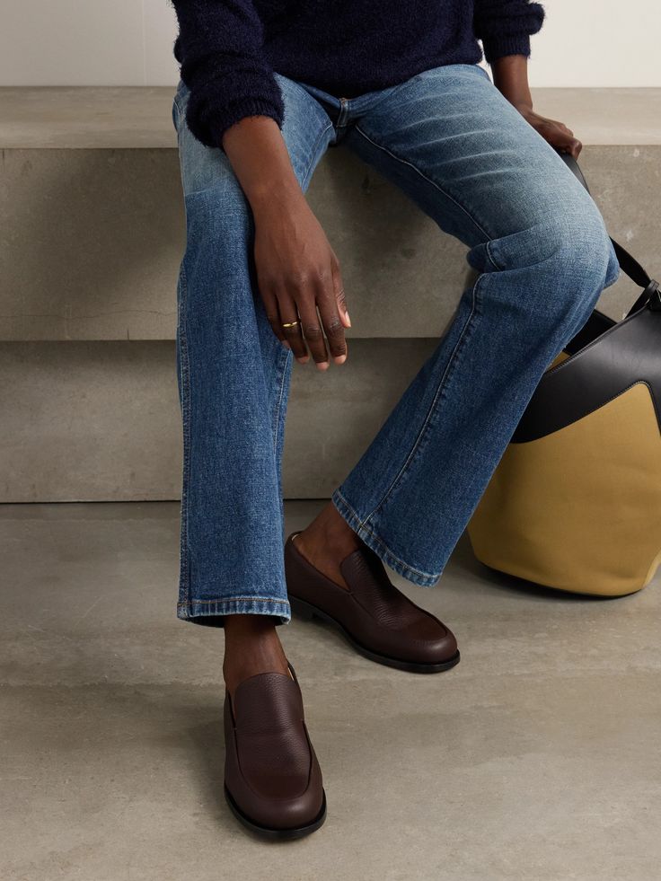 Alessio Textured-Leather Loafers