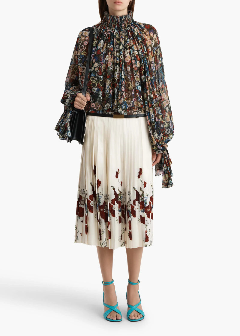 Anya Floral Pleated Midi Skirt