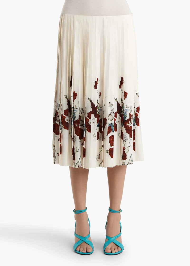 Anya Floral Pleated Midi Skirt
