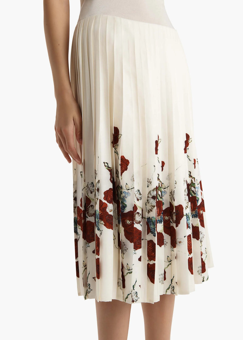 Anya Floral Pleated Midi Skirt