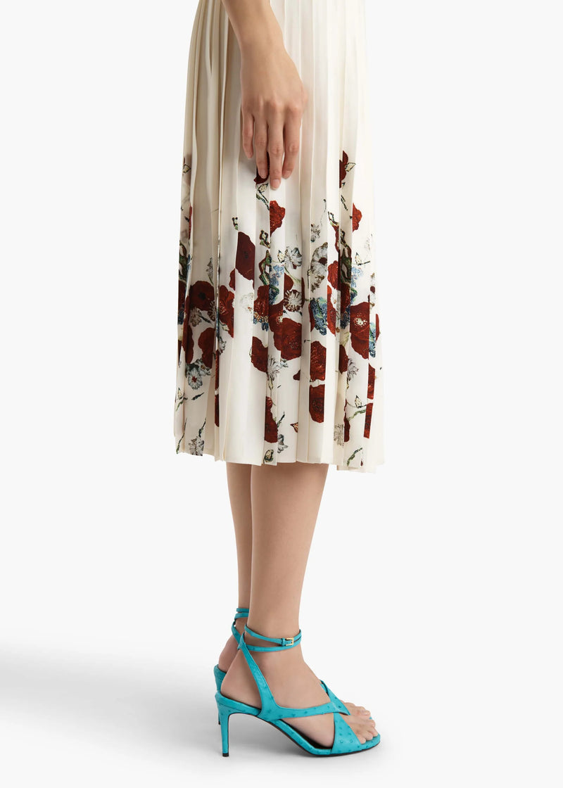 Anya Floral Pleated Midi Skirt
