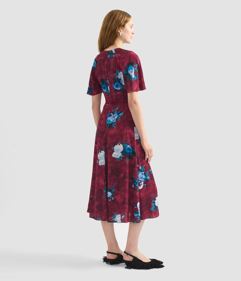 Floral Print Tie-Waist Midi Dress