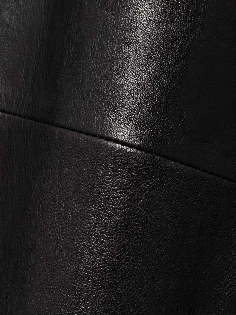 The Avery Panelled Leather Midi Skirt