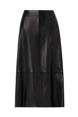 The Avery Panelled Leather Midi Skirt