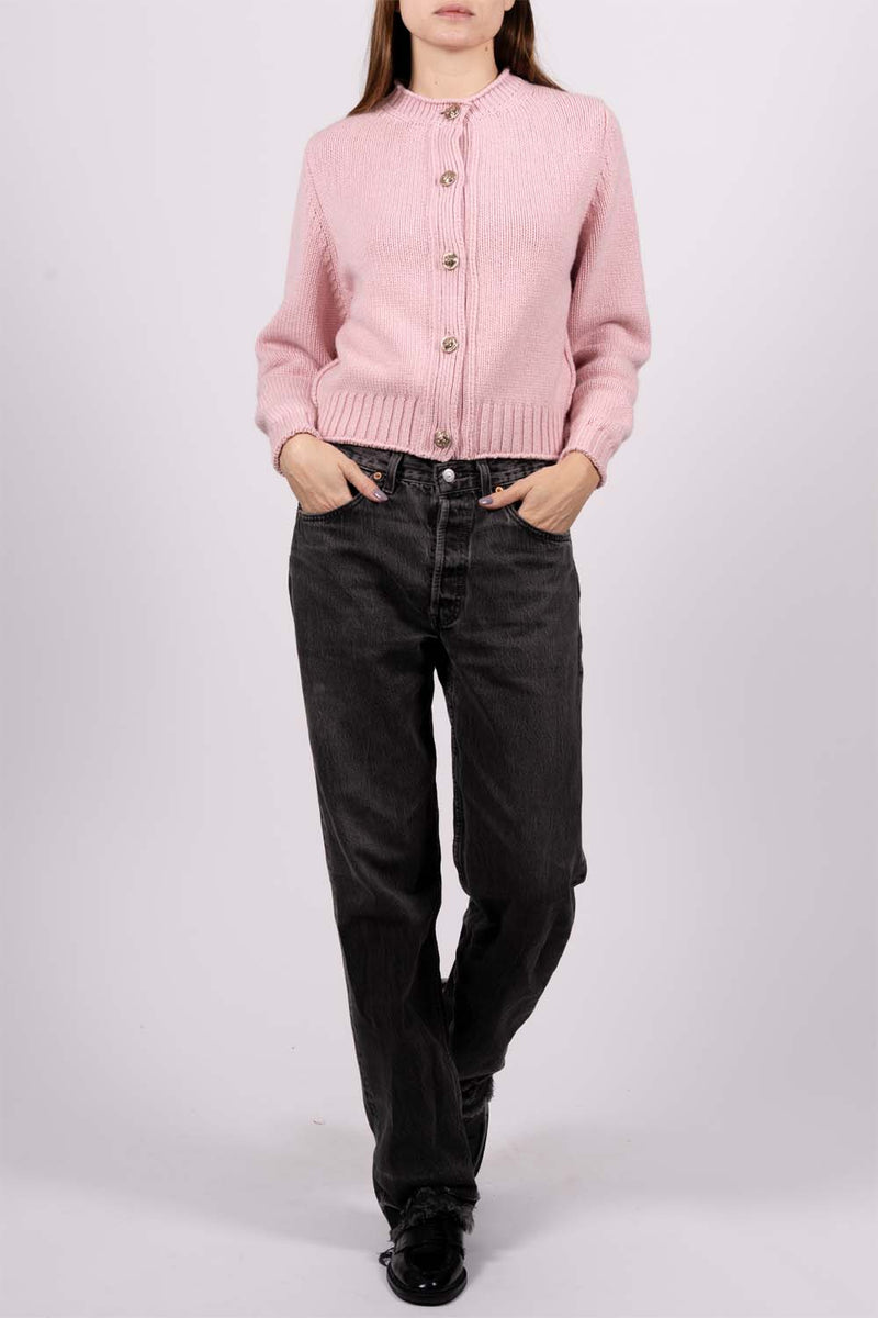 Chunky Gold-buttoned Cashmere Cardigan