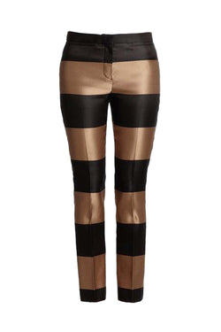 Silk Satin Metallic Striped Trousers