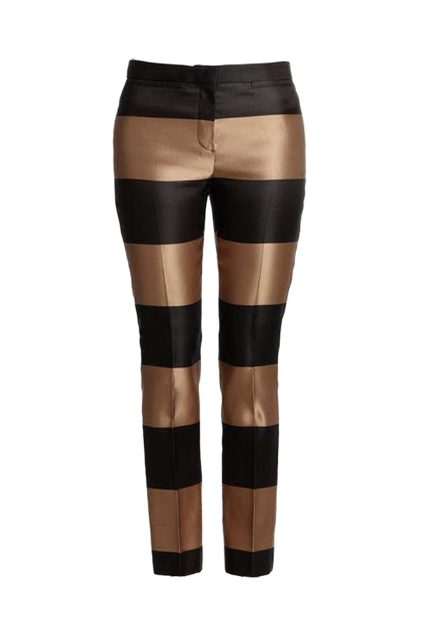Silk Satin Metallic Striped Trousers