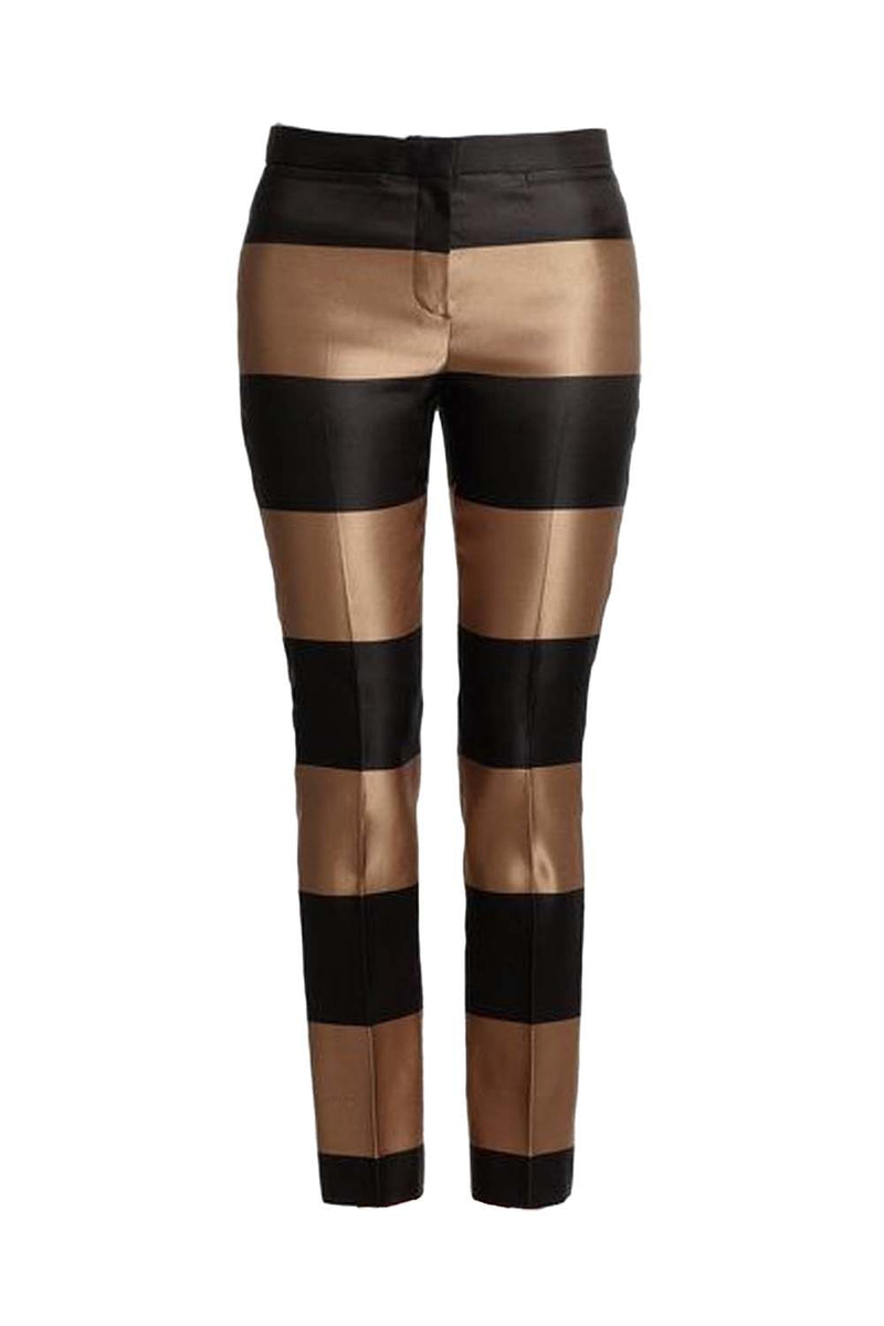 Silk Satin Metallic Striped Trousers