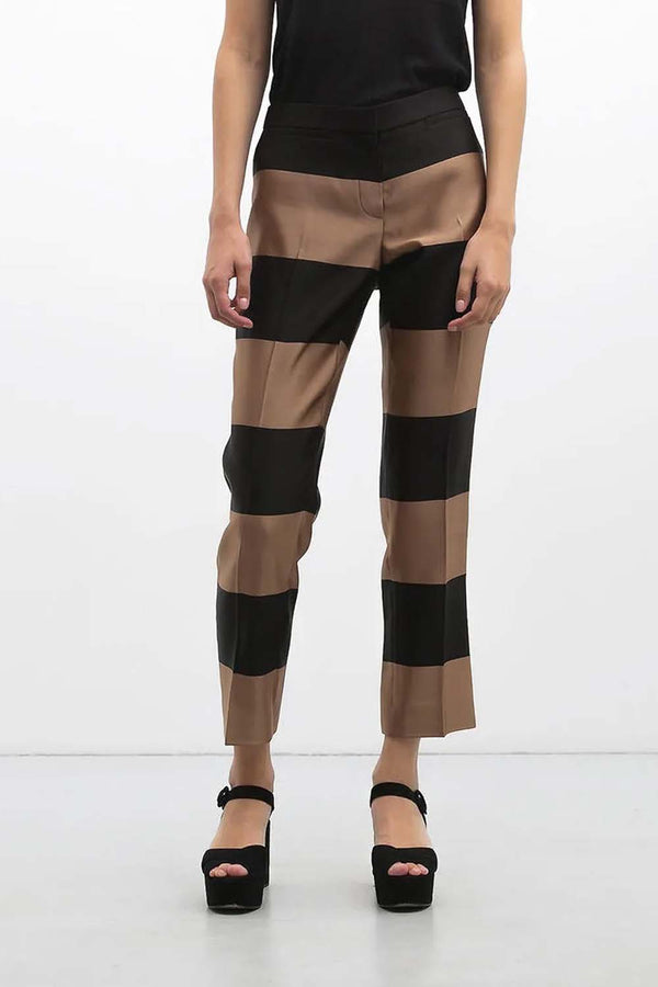 Silk Satin Metallic Striped Trousers